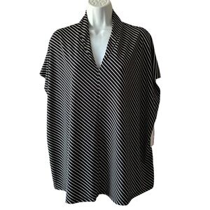 Nine West Diagonal Striped V-Neck Top